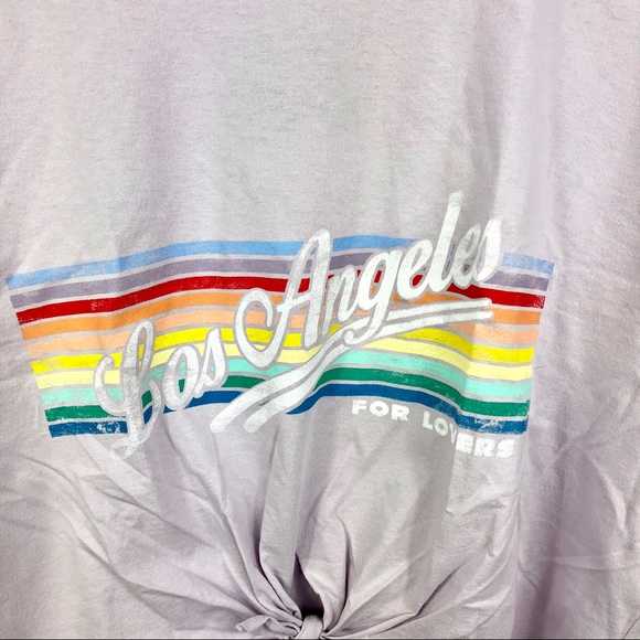 NWT Topshop LA Rainbow Knotted Hem Tee - Picture 3 of 8